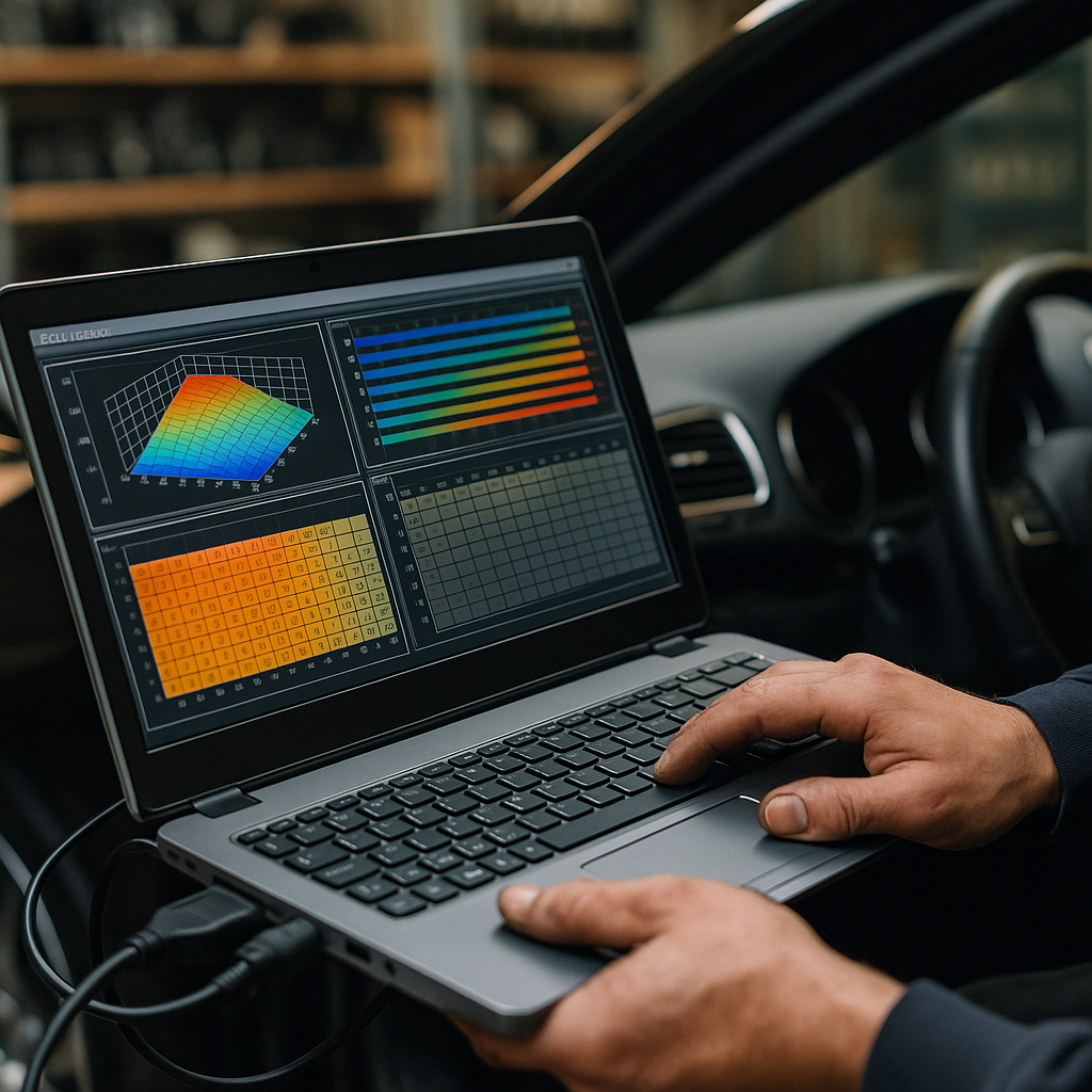 ECU remap process illustrating engine modification car insurance UK declaration requirements