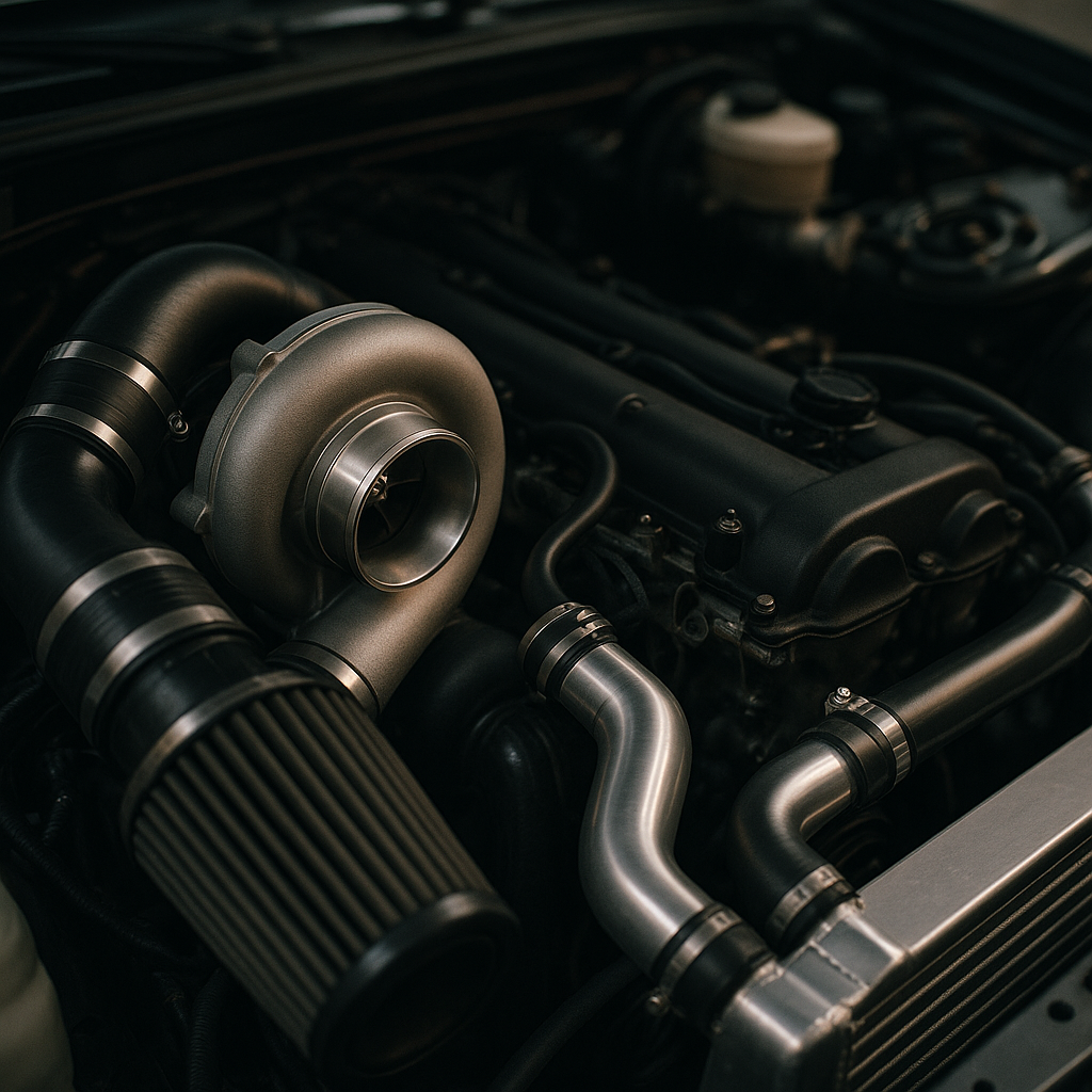 Turbocharged modified engine bay relevant to car insurance groups UK modified cars 2026